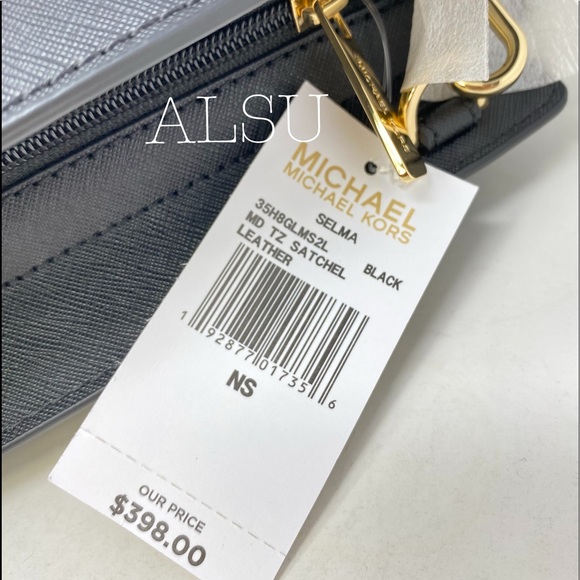 Michael Kors Selma Medium Top ZIP Satchel Le Black - Picture 8 of 8
